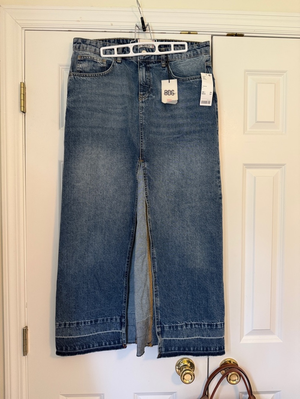 NW BDG UO Blue Front-Slit Denim Skirt Size L 10-12 Concert Festival Season